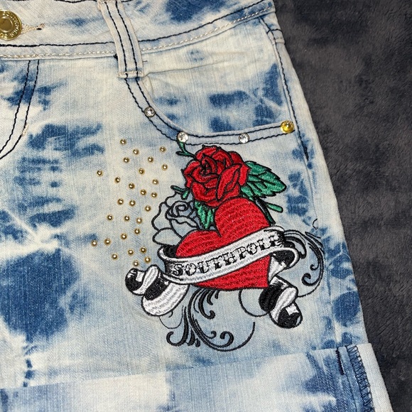 SOUTH POLE  EMBROIDERY JEAN SHORTS - Picture 4 of 5